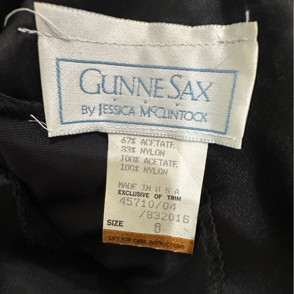 Vintage Gunne Sax Blue and Black Sparkly Long Sleeve Taffeta Formal Dress Size 8 - Picture 8 of 9